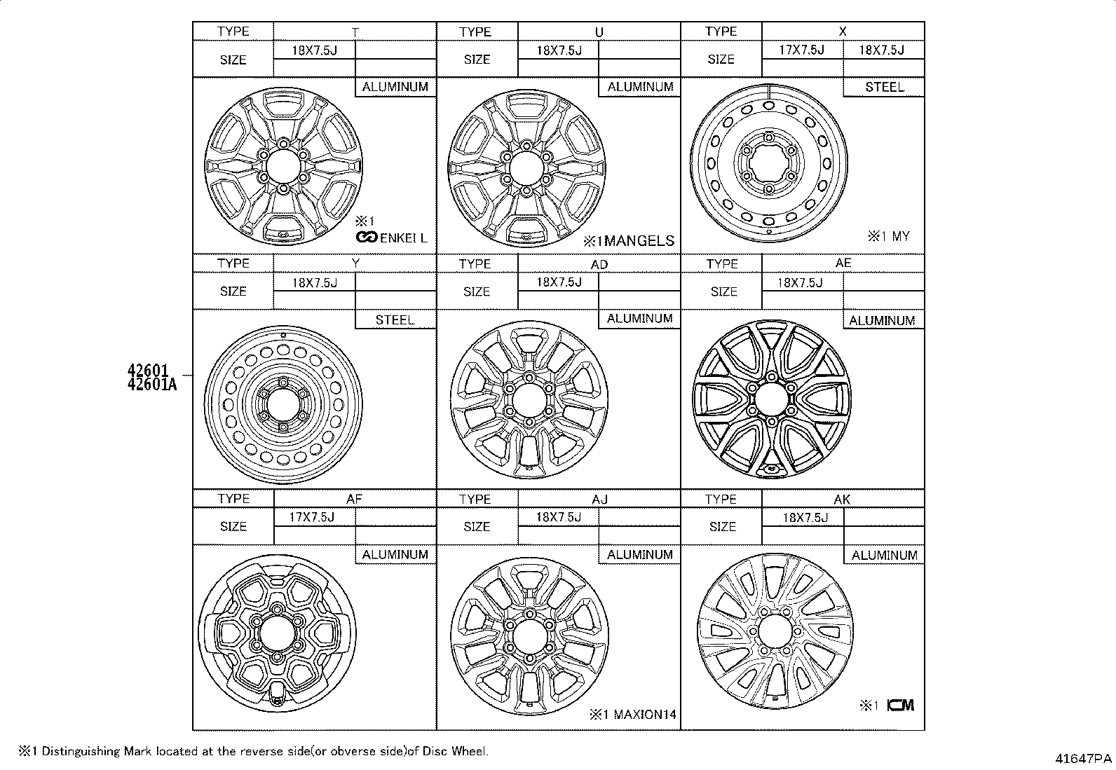 Toyota 42611-YYB30 WHEEL, DISC