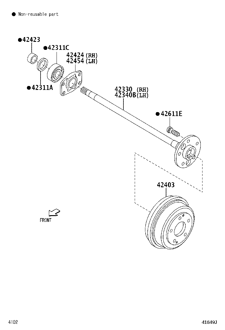 42301-BZ040 SHAFT ASSY, REAR DRIVE, RH product image