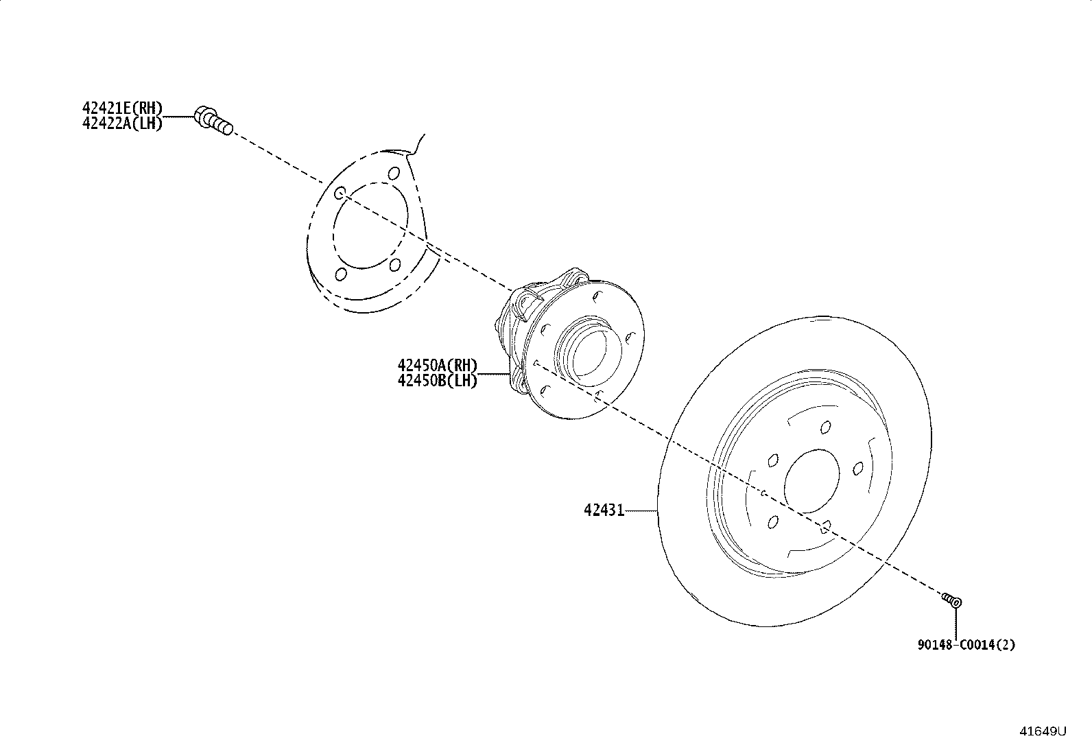 42451-YL010 HUB & BEARING ASSY, REAR AXLE, RH product image