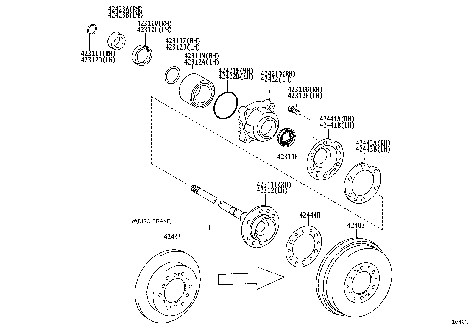 42422-KK040 CASE, REAR AXLE BEARING, LH product image