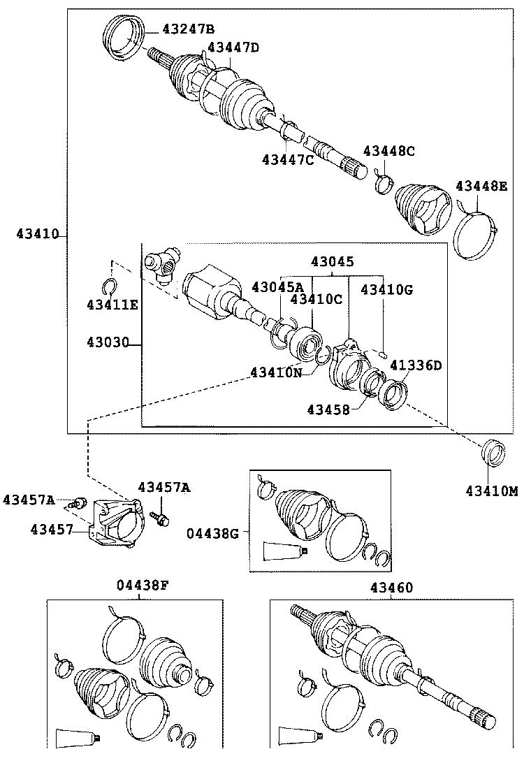 04438-44020 BOOT KIT, FRONT DRIVE SHAFT, IN & OUTBOARD, RH product image