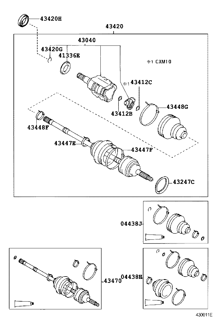 04438-44020 BOOT KIT, FRONT DRIVE SHAFT, IN & OUTBOARD, RH product image