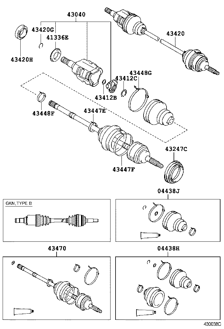 43030-33030 JOINT ASSY, FRONT DRIVE INBOARD, RH product image