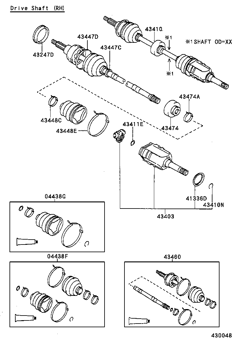 43410-16142 SHAFT ASSY, FRONT DRIVE, RH product image