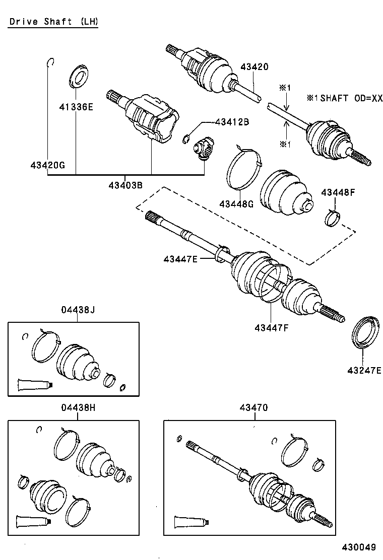 43410-16142 SHAFT ASSY, FRONT DRIVE, RH product image