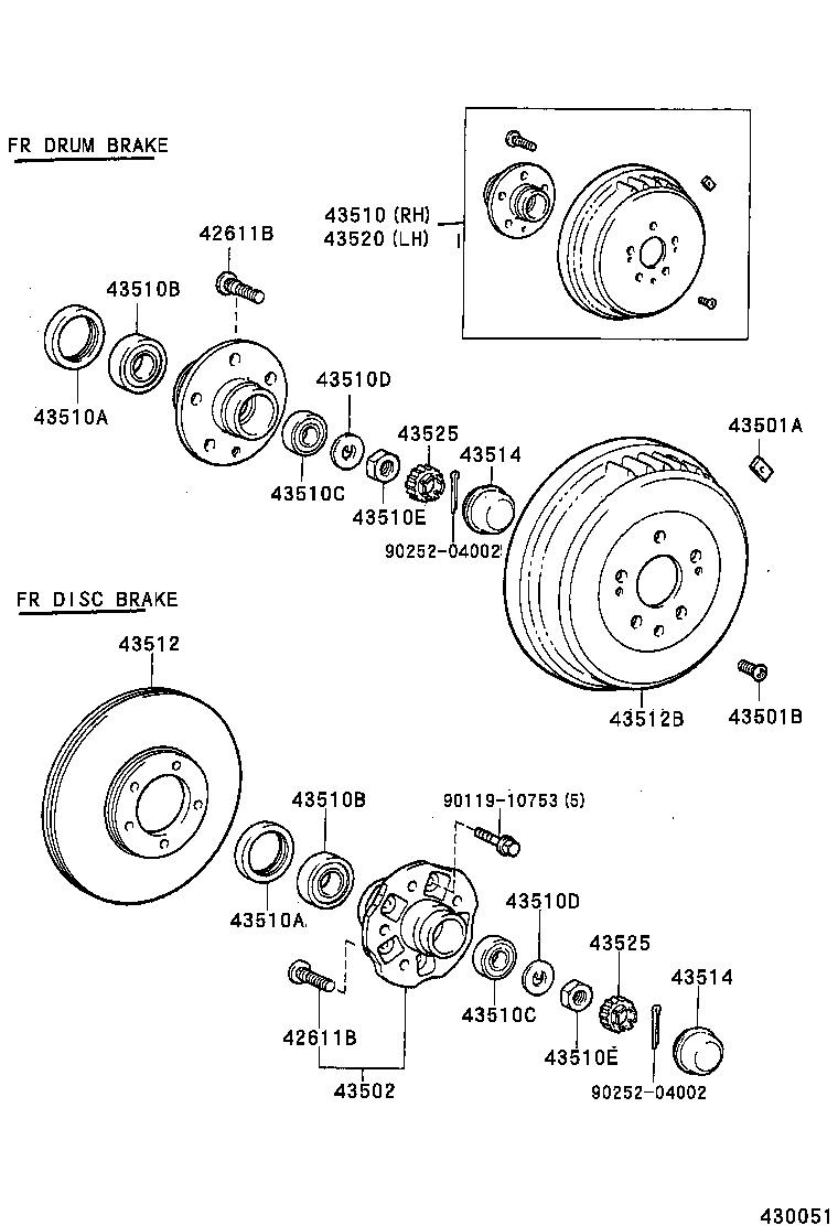 43503-26010 HUB SUB-ASSY, FRONT AXLE product image