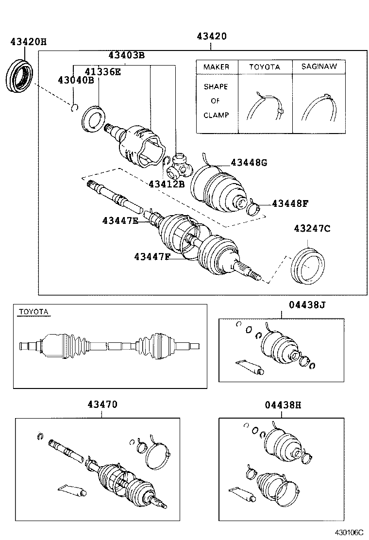 43410-02071 SHAFT ASSY, FRONT DRIVE, RH product image