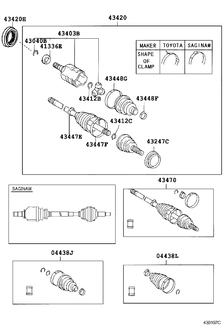 43410-02071 SHAFT ASSY, FRONT DRIVE, RH product image