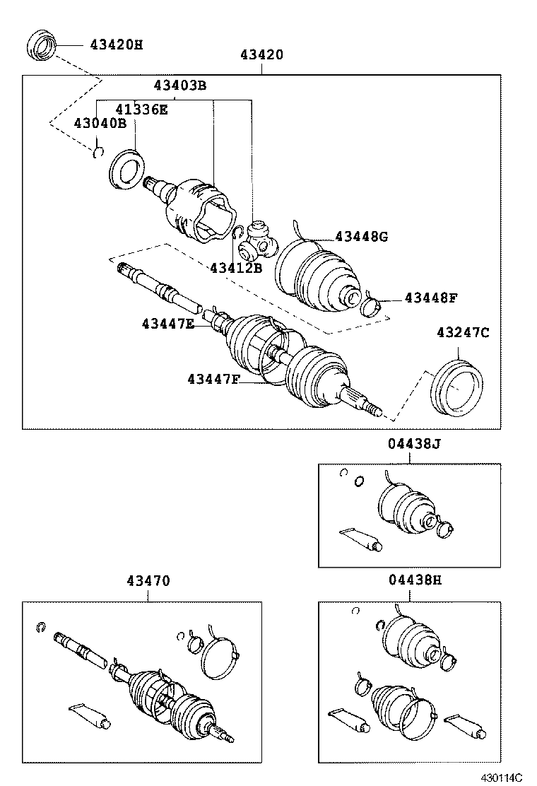 04438-05130 BOOT KIT, FRONT DRIVE SHAFT INBOARD JOINT, RH product image