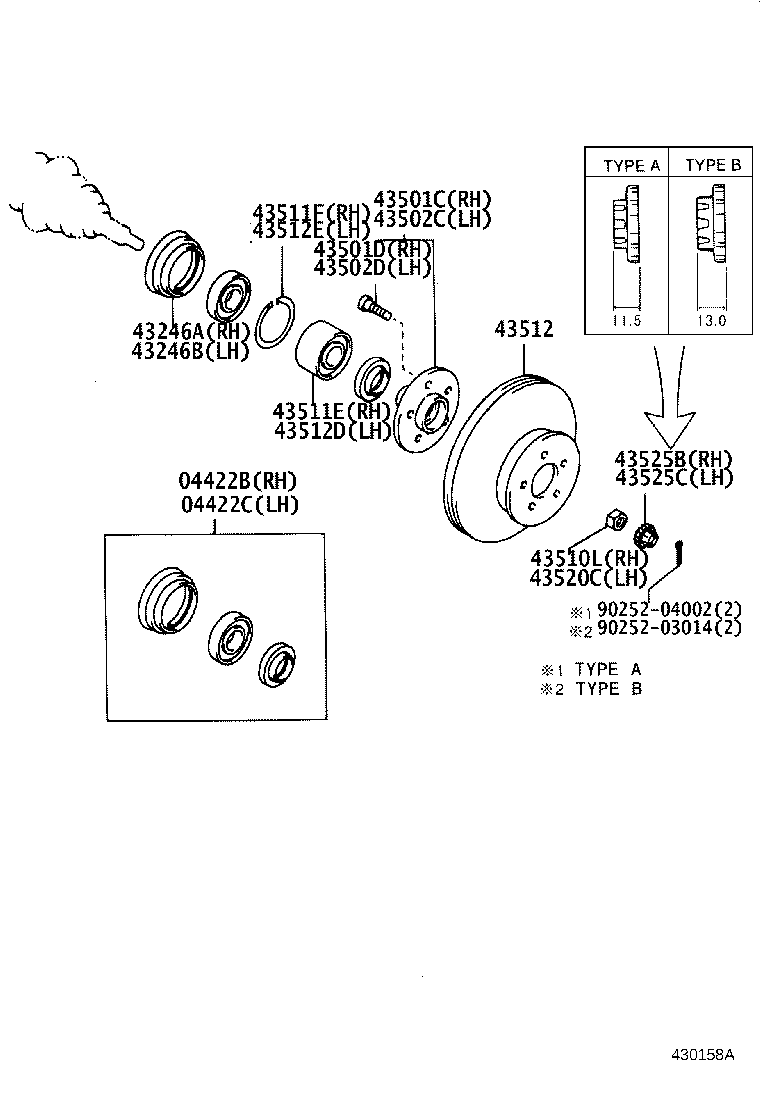 Toyota 43502-42010 HUB SUB-ASSY, FRONT AXLE, RH