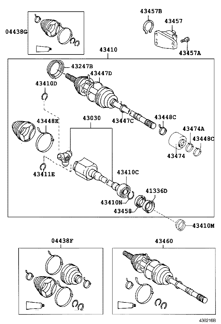 04438-44020 BOOT KIT, FRONT DRIVE SHAFT, IN & OUTBOARD, RH product image