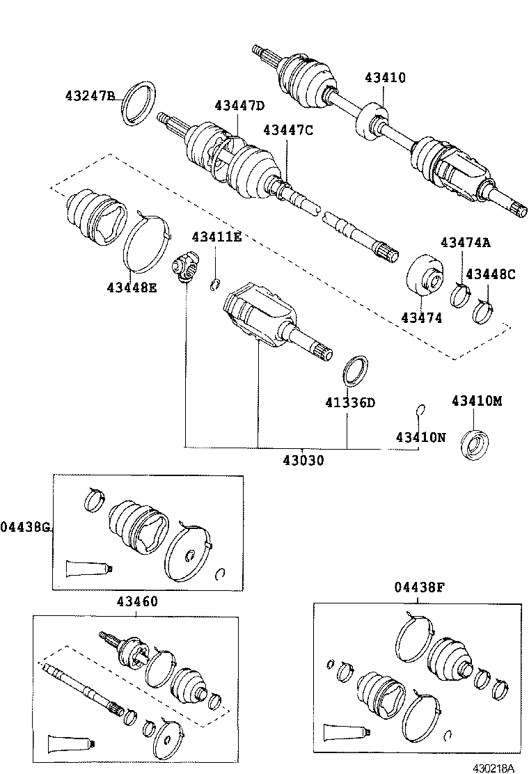 04438-21020 BOOT KIT, FRONT DRIVE SHAFT, IN & OUTBOARD, RH product image