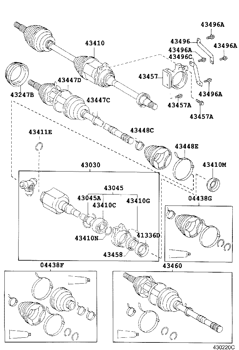 04438-21020 BOOT KIT, FRONT DRIVE SHAFT, IN & OUTBOARD, RH product image