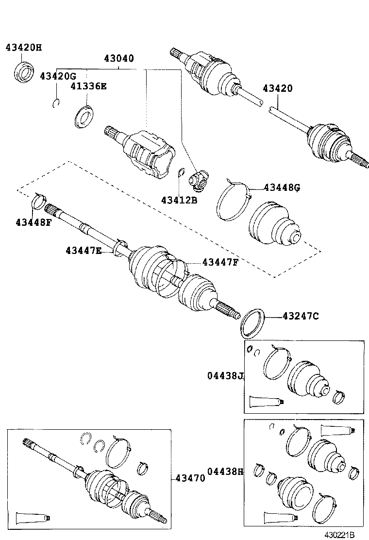 04438-21020 BOOT KIT, FRONT DRIVE SHAFT, IN & OUTBOARD, RH product image