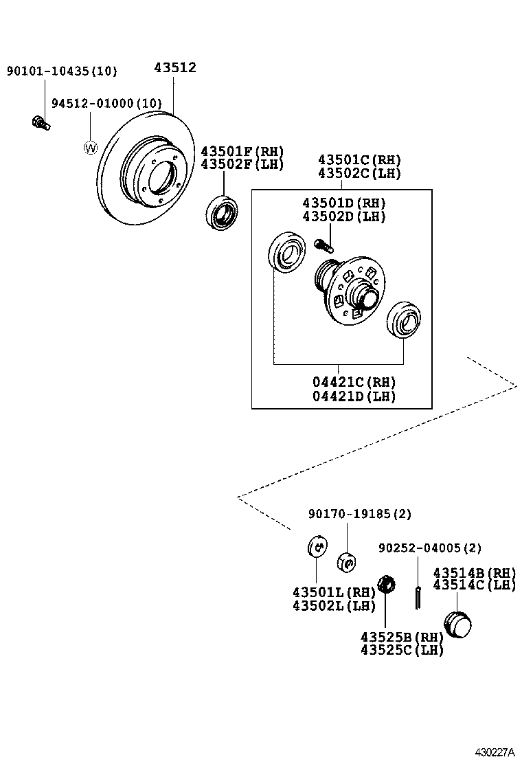 43502-39115 HUB SUB-ASSY, FRONT AXLE, RH product image