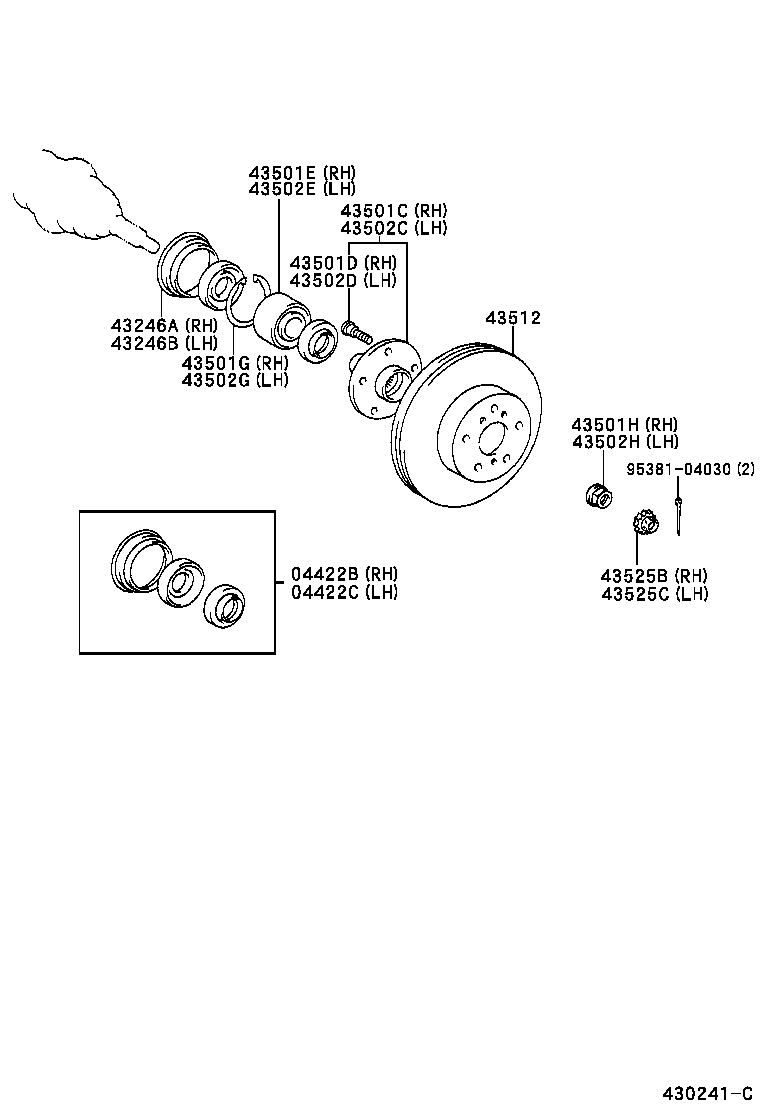 04422-20150 SEAL KIT, FRONT AXLE OIL, RH product image