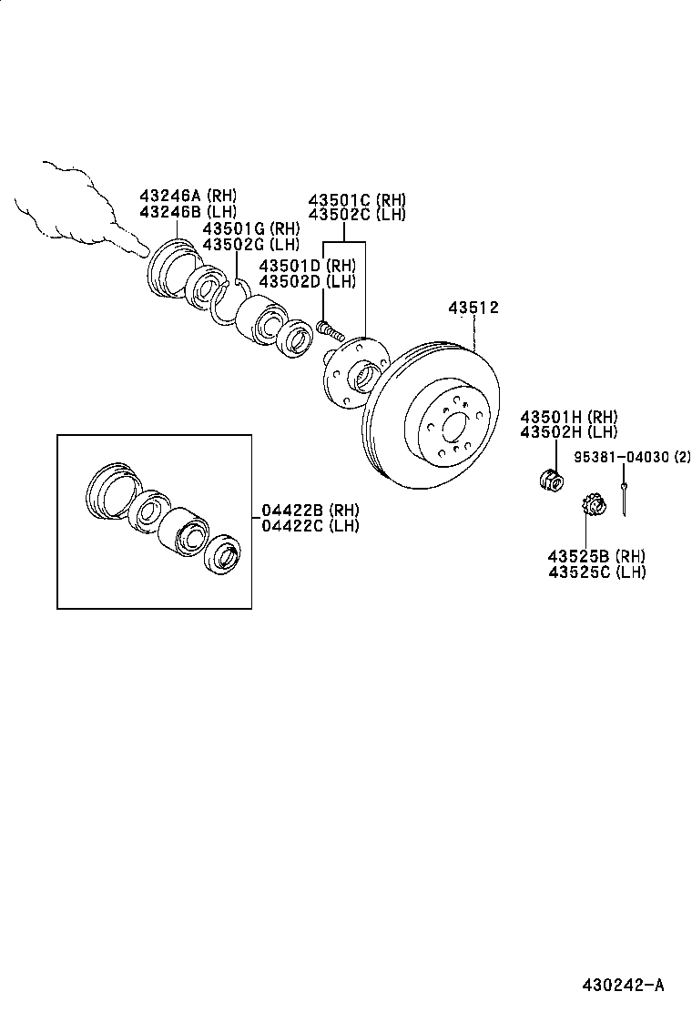 04422-20150 SEAL KIT, FRONT AXLE OIL, RH product image