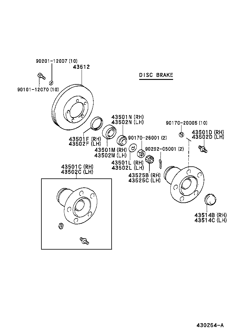43501-37040 HUB SUB-ASSY, FRONT AXLE, RH product image