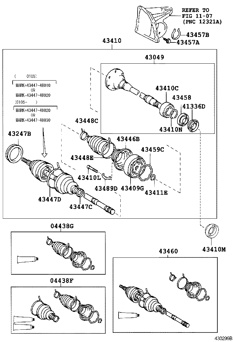 04438-48070 BOOT KIT, FRONT DRIVE SHAFT, IN & OUTBOARD, RH product image