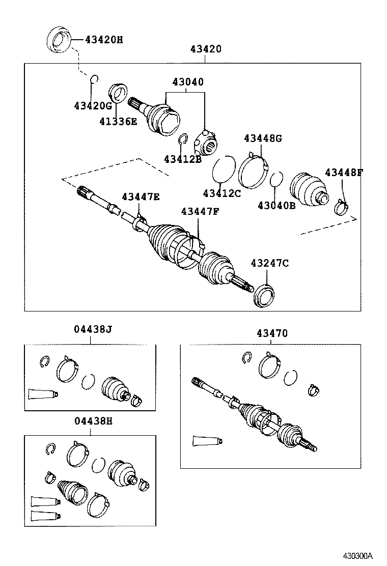 04438-48070 BOOT KIT, FRONT DRIVE SHAFT, IN & OUTBOARD, RH product image
