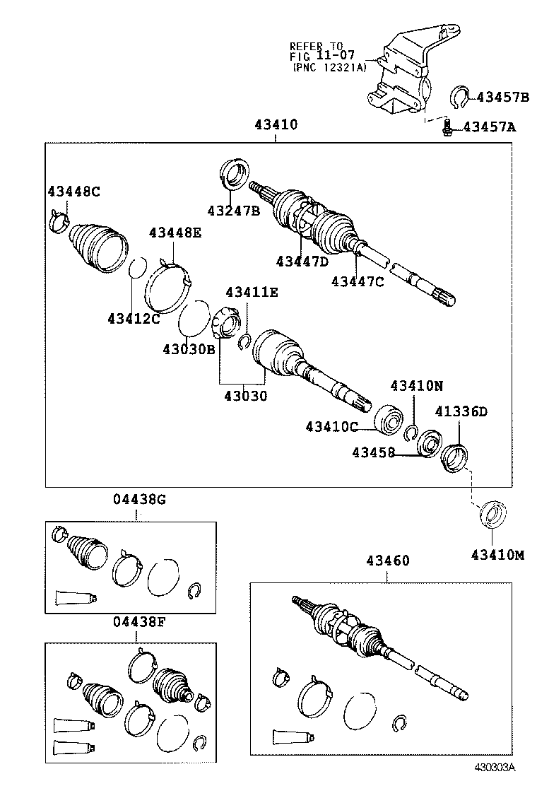 04438-48070 BOOT KIT, FRONT DRIVE SHAFT, IN & OUTBOARD, RH product image