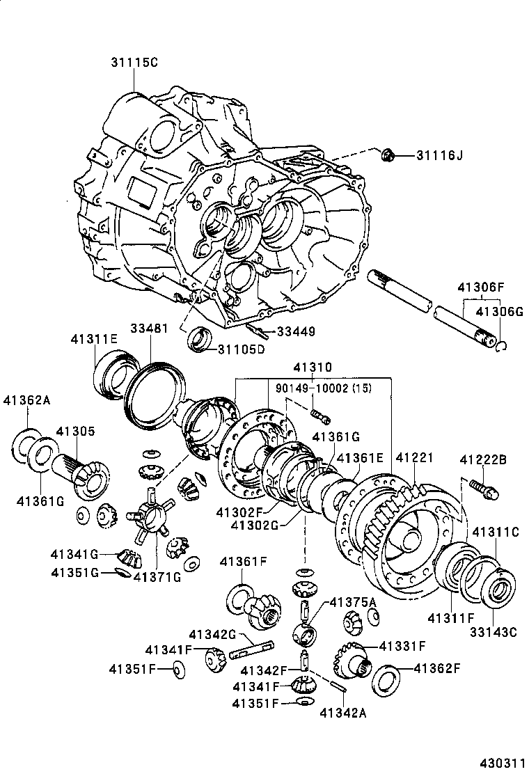 41301-20180 CASE SUB-ASSY, FRONT DIFFERENTIAL, NO.1 product image