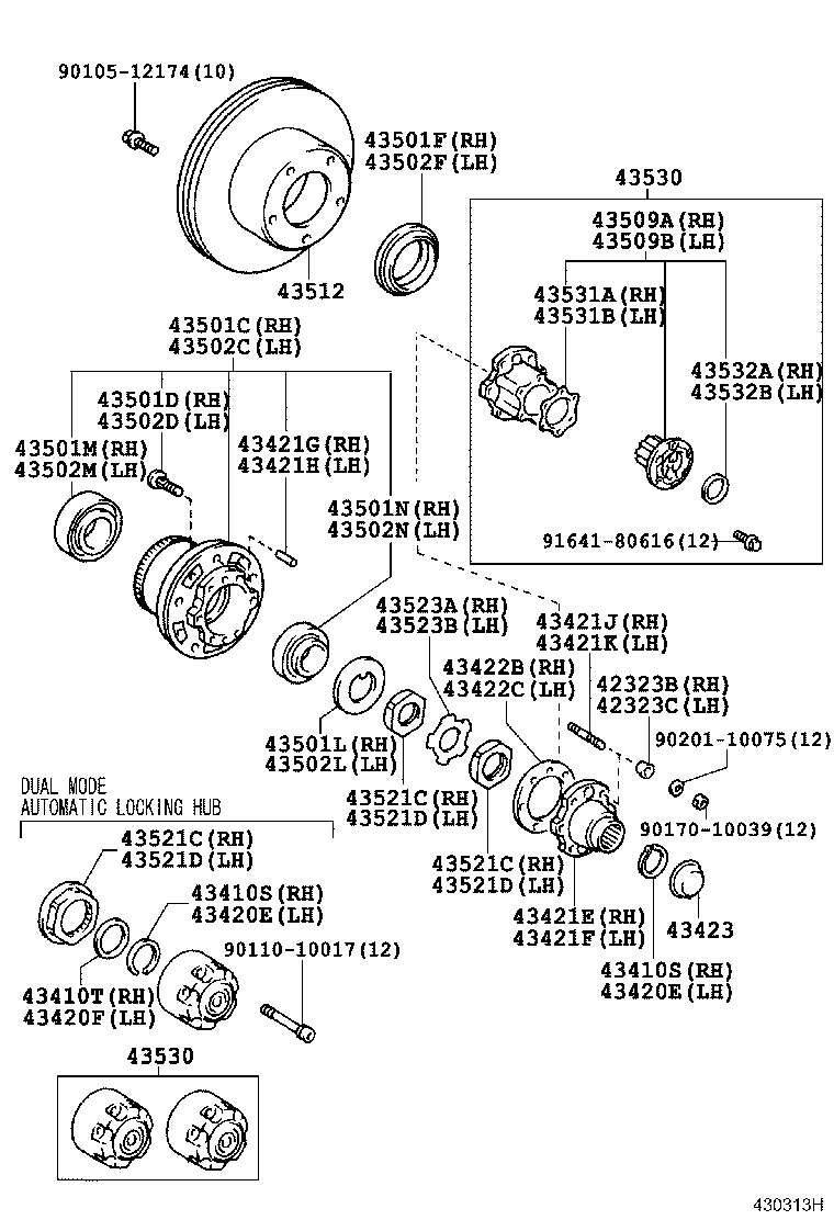 43502-69075 HUB SUB-ASSY, FRONT AXLE, RH product image