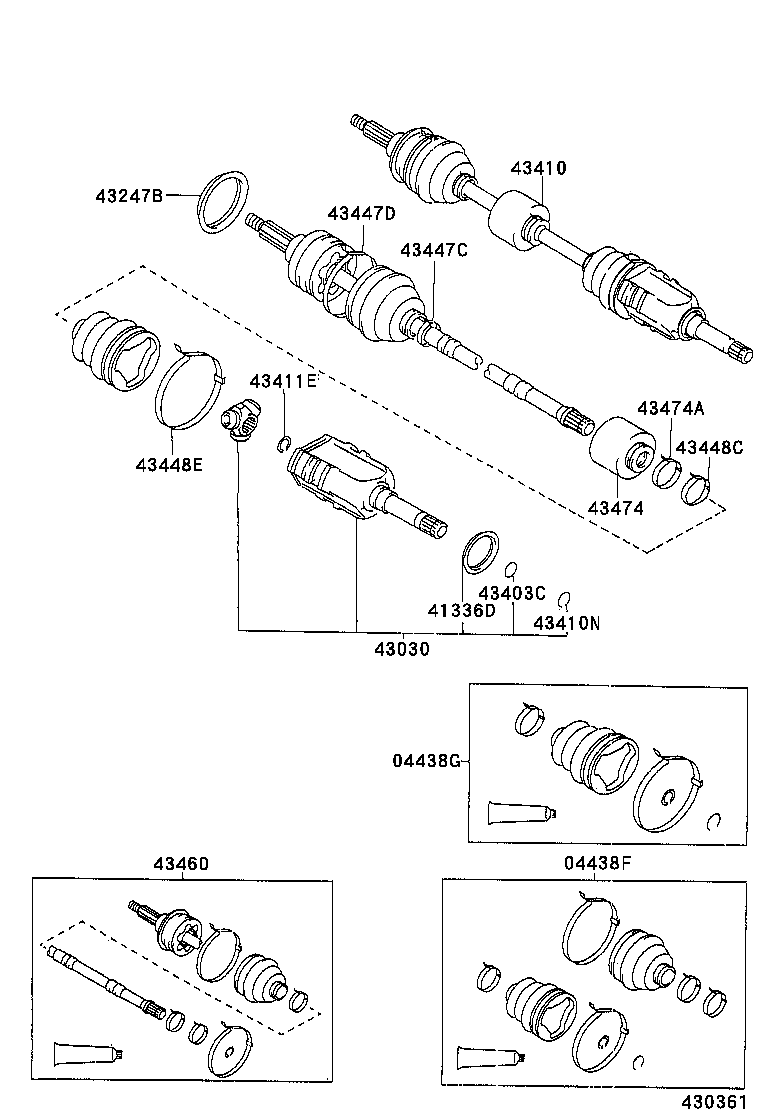 04438-20180 BOOT KIT, FRONT DRIVE SHAFT, IN & OUTBOARD, RH product image