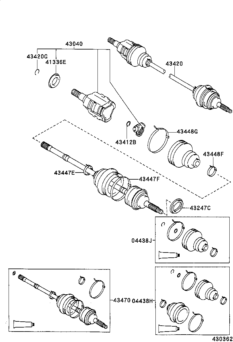 04438-20180 BOOT KIT, FRONT DRIVE SHAFT, IN & OUTBOARD, RH product image