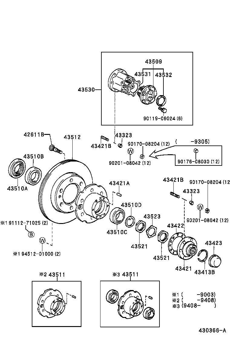 43502-60080 HUB, FRONT AXLE product image