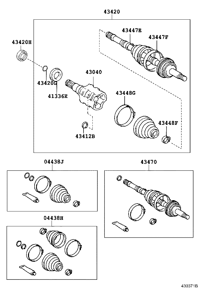 04438-32260 BOOT KIT, FRONT DRIVE SHAFT INBOARD JOINT, RH product image