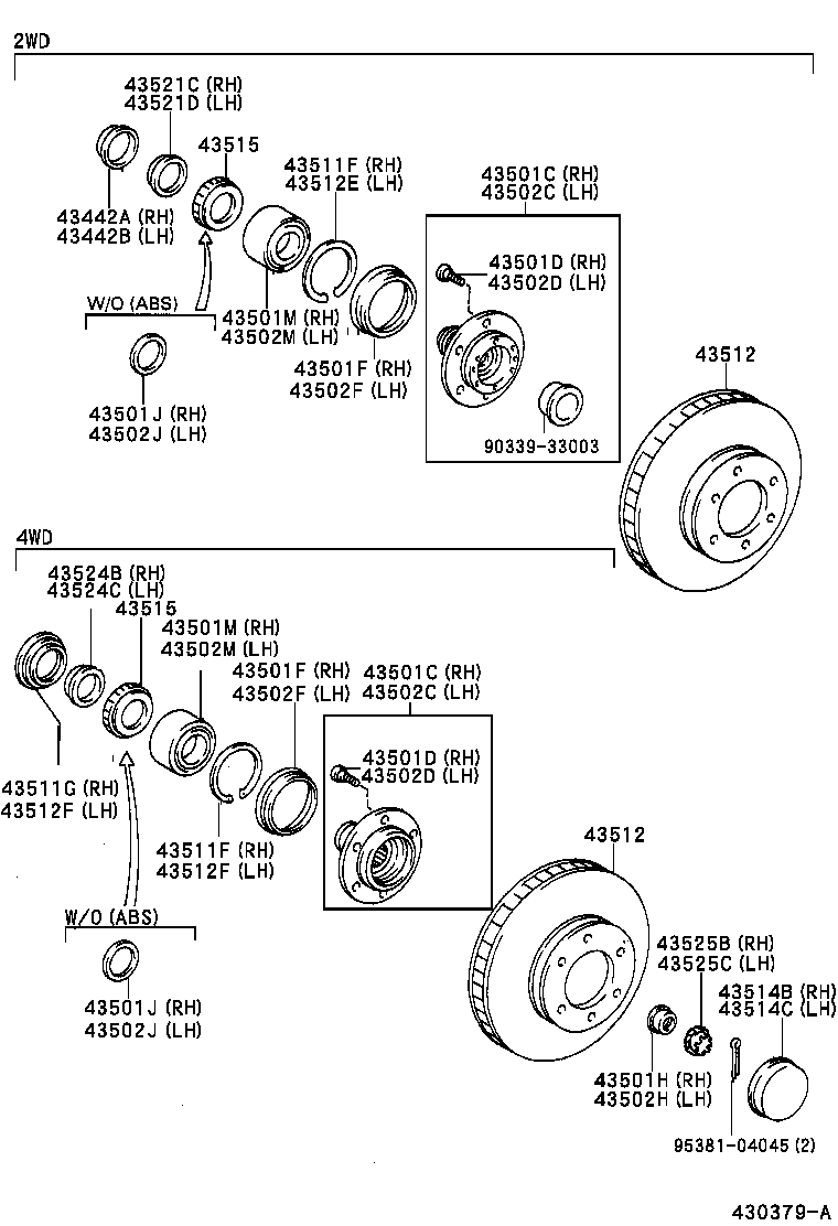 Toyota 43515-35010 ROTOR, SKID CONTROL, FRONT