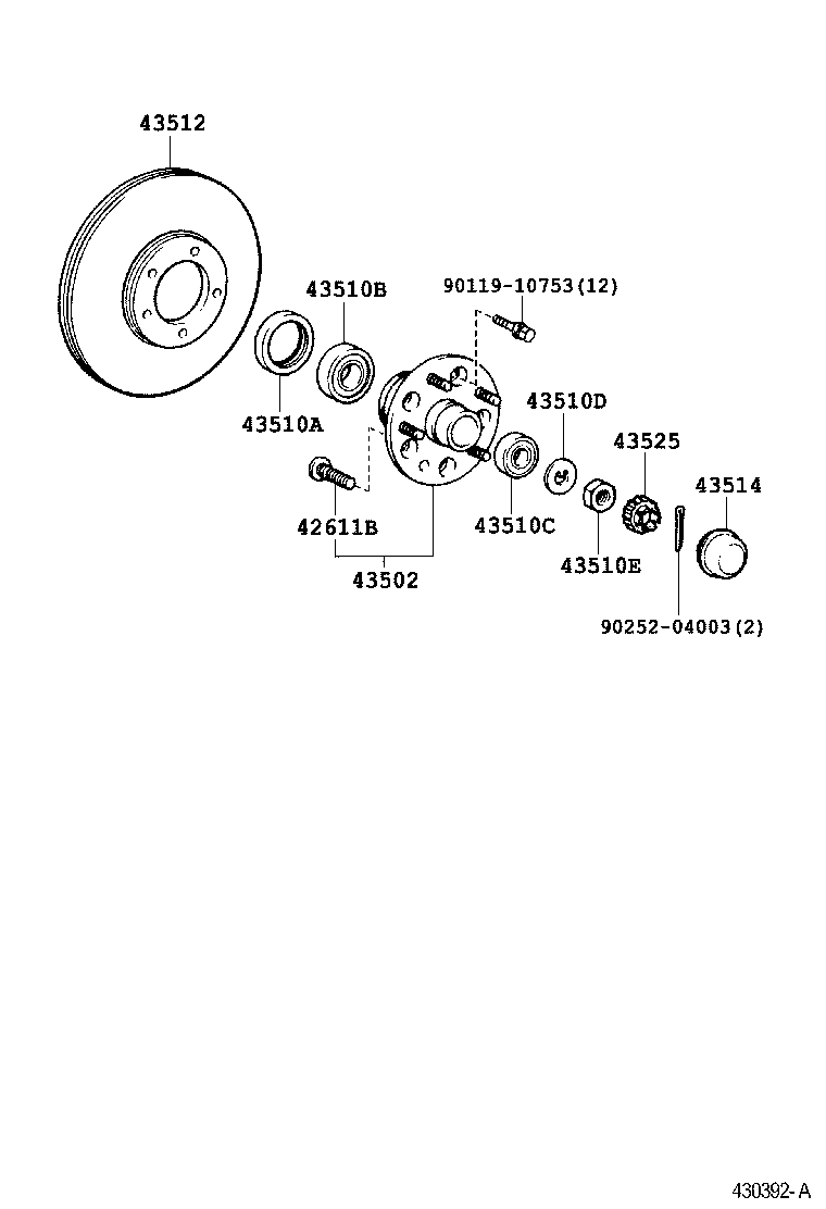 43503-29026 HUB SUB-ASSY, FRONT AXLE product image