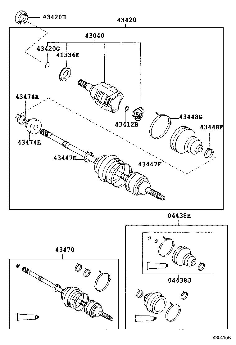 04438-05130 BOOT KIT, FRONT DRIVE SHAFT INBOARD JOINT, RH product image