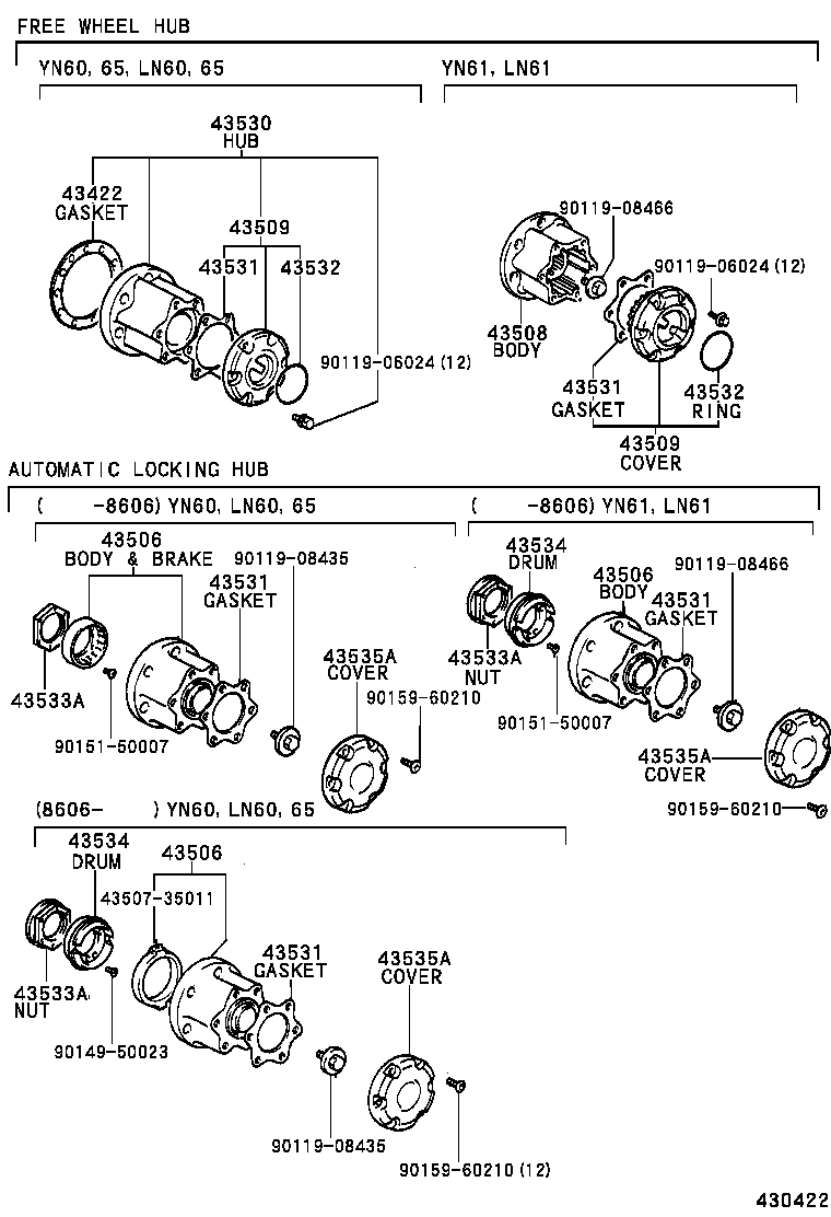 43506-35010 BODY & BRAKE SUB-ASSY, AUTO LOCKING HUB product image