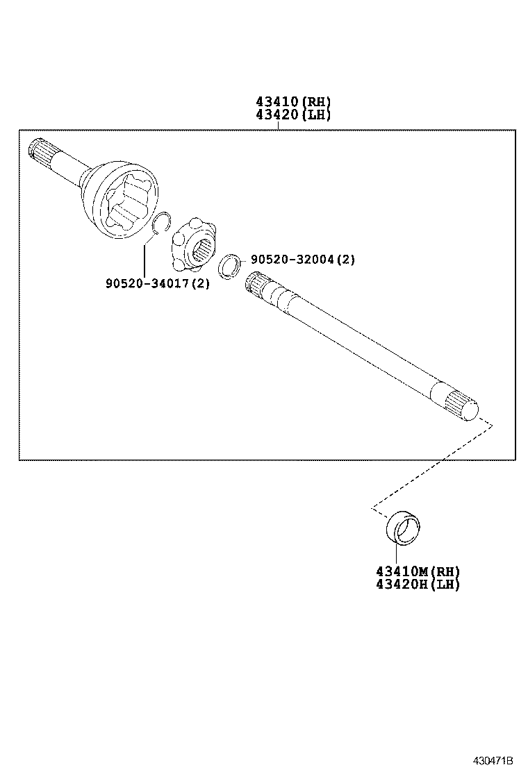 04427-37020 BOOT KIT, FRONT DRIVE SHAFT, IN & OUTBOARD, RH product image