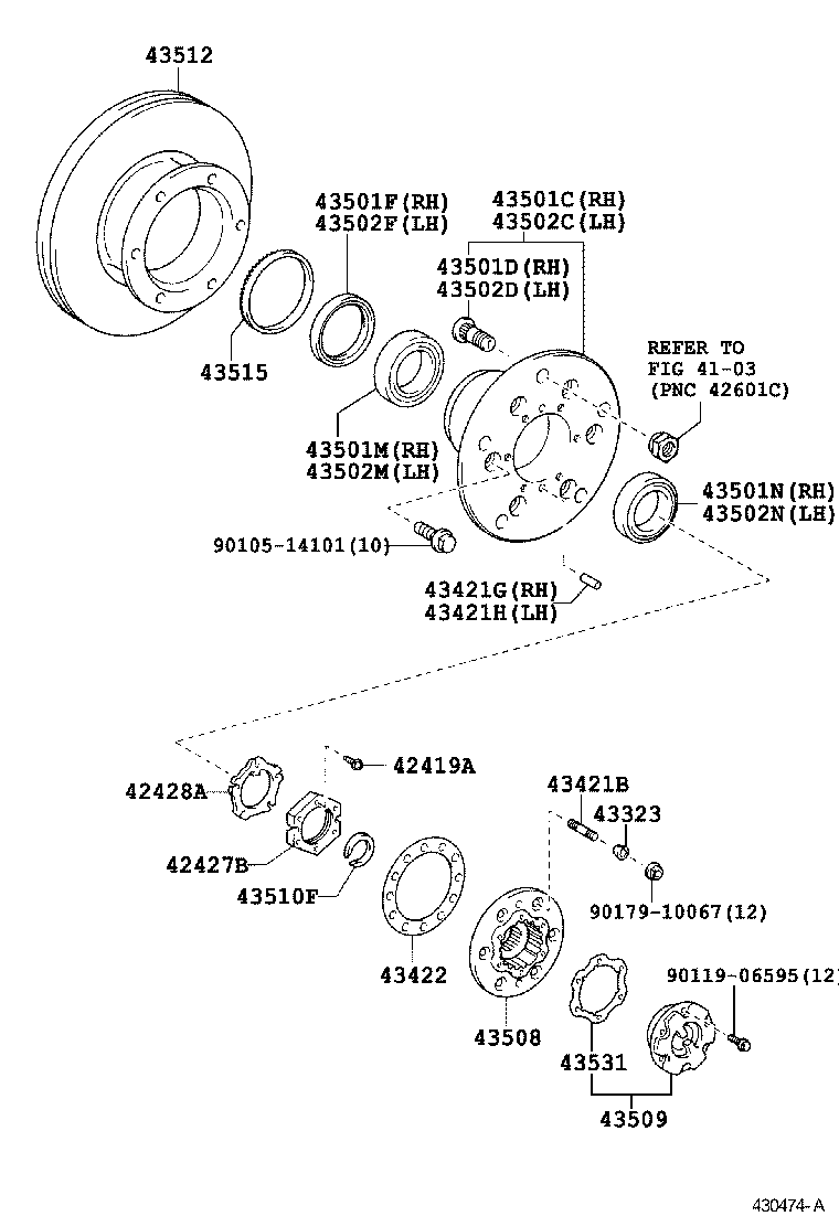 43501-37100 HUB SUB-ASSY, FRONT AXLE, RH product image