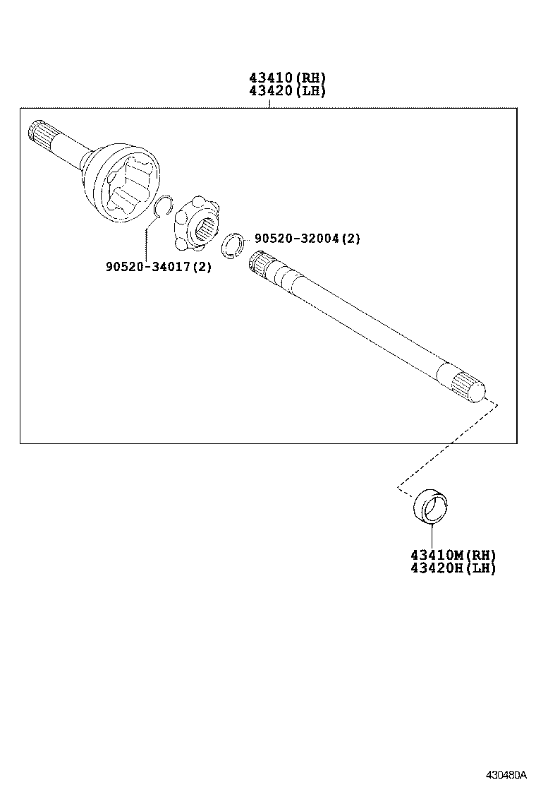 43430-37020 SHAFT ASSY, FRONT DRIVE, RH product image