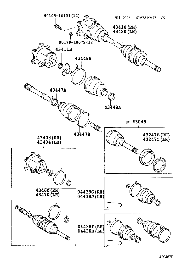 04427-27040 BOOT KIT, FRONT DRIVE SHAFT, IN & OUTBOARD, RH product image