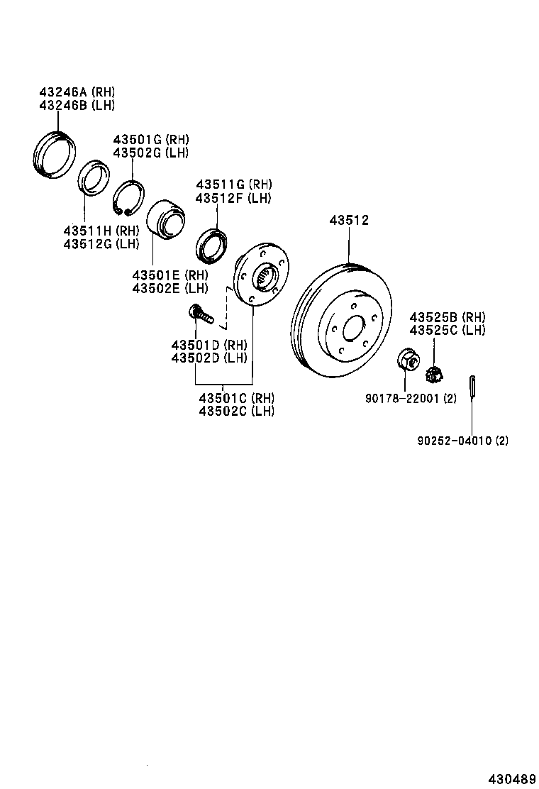 43503-28020 HUB SUB-ASSY, FRONT AXLE, RH product image