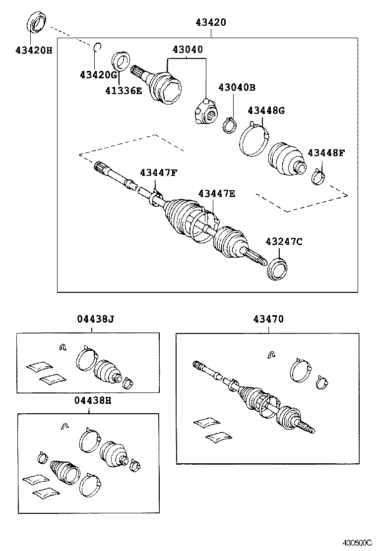 04438-07030 BOOT KIT, FRONT DRIVE SHAFT INBOARD JOINT, RH product image