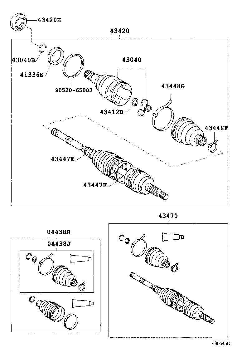 04438-52010 BOOT KIT, FRONT DRIVE SHAFT INBOARD JOINT, RH product image