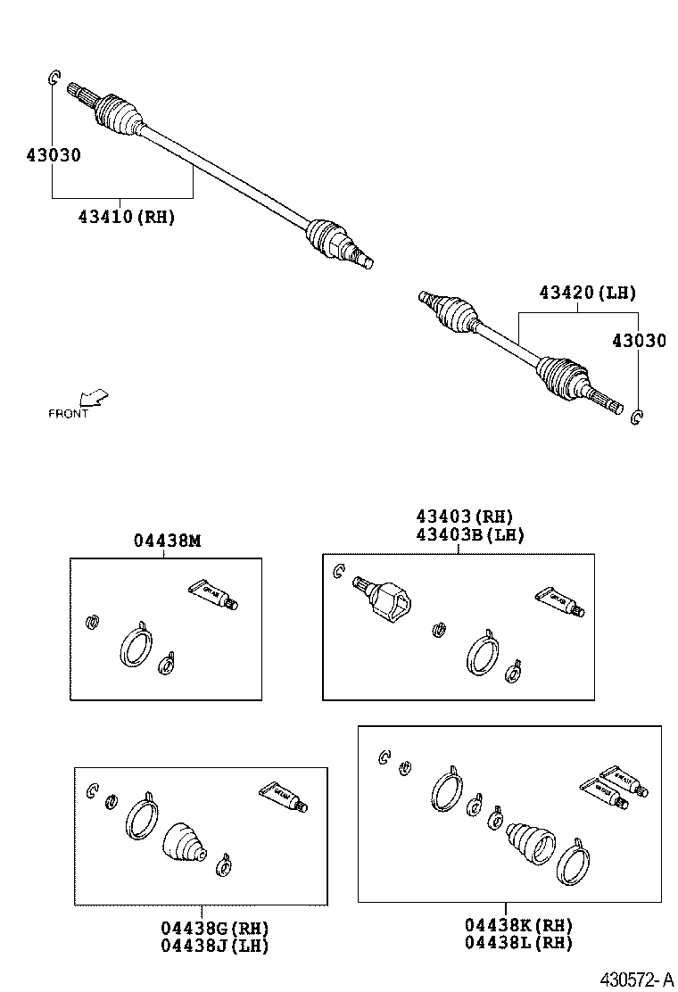 04438-87404 BOOT KIT, FRONT DRIVE SHAFT OUTBOARD JOINT, RH product image