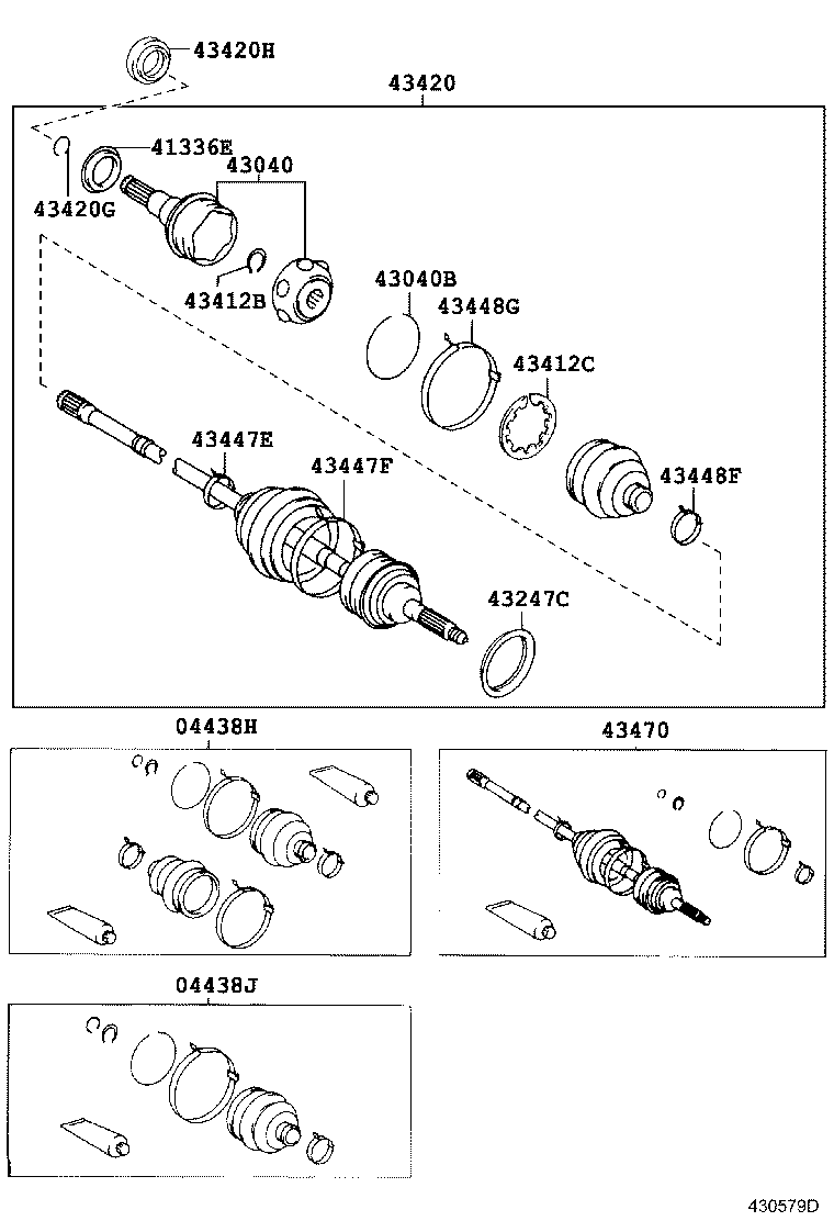 04438-21020 BOOT KIT, FRONT DRIVE SHAFT, IN & OUTBOARD, RH product image