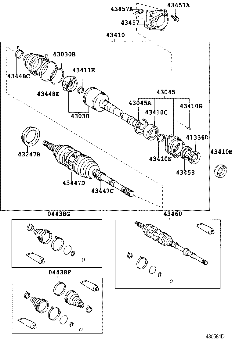 04438-21020 BOOT KIT, FRONT DRIVE SHAFT, IN & OUTBOARD, RH product image