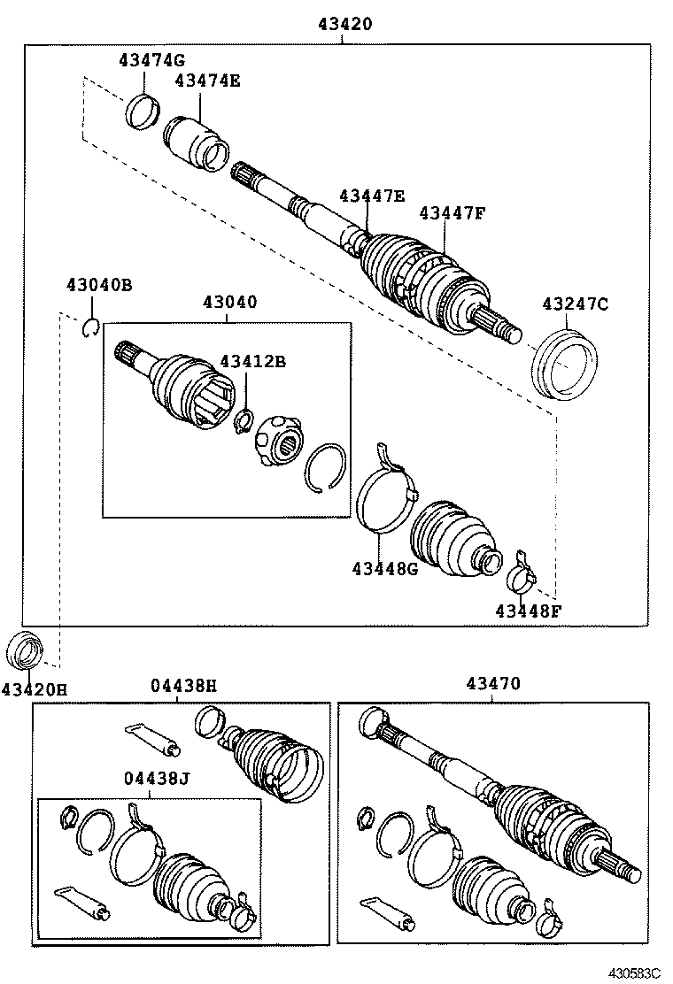 04438-05130 BOOT KIT, FRONT DRIVE SHAFT INBOARD JOINT, RH product image