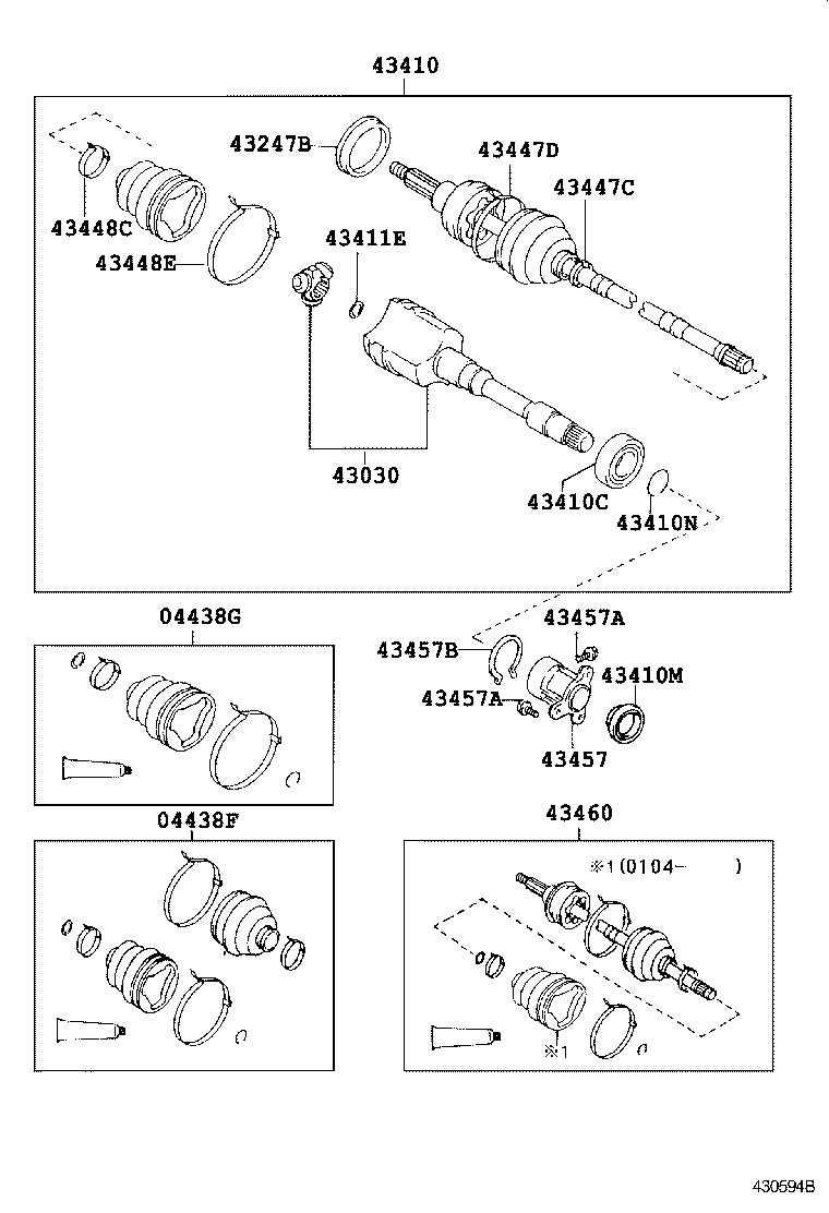 04428-22020 BOOT KIT, FRONT DRIVE SHAFT, IN & OUTBOARD, RH product image