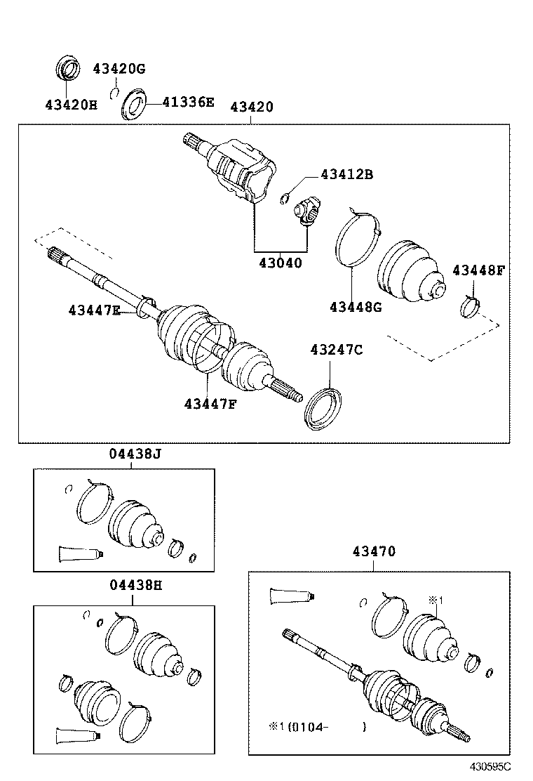 04428-22020 BOOT KIT, FRONT DRIVE SHAFT, IN & OUTBOARD, RH product image