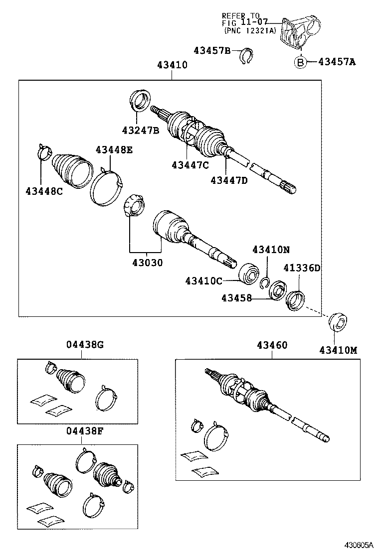 04438-07020 BOOT KIT, FRONT DRIVE SHAFT, IN & OUTBOARD, RH product image