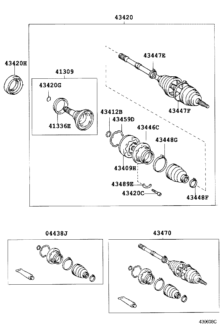 04428-58060 BOOT KIT, FRONT DRIVE SHAFT, IN & OUTBOARD, RH product image